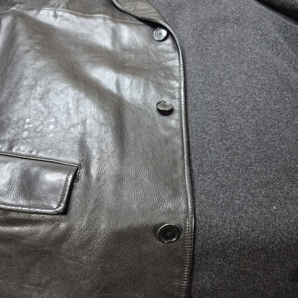 Polo by Ralph Lauren Black Leather Button Up Coat - Picture 16 of 16